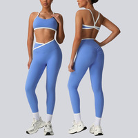 Ensemble de vêtements de sport pour femme avec logo personnalisé 2536 GYM, comprenant un soutien-gorge de sport dos nu et un legging de yoga taille haute en V
