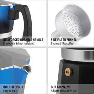 <span class=keywords><strong>Cafetière</strong></span> à espresso <span class=keywords><strong>italienne</strong></span> en aluminium au design <span class=keywords><strong>vintage</strong></span>-Fait 3 tasses à espresso - Product Image 6