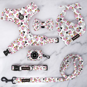 발 디자인 애완 동물 부티크 사용자 정의 로고와 패턴 개 조끼 하네스 노 풀 소프트 네오프렌 개 목걸이 가죽 끈 두건 똥 가방 - Product Image 5