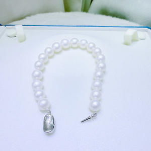 Pulsera de Perlas Naturales de Agua Dulce de 8-9 mm con Cierre de Lingote de Plata de Ley, Estilo Bohemio, Longitud de 15.5-16.5 cm - Product Image 4