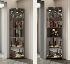 Cantinetta Refrigerata di Lusso in Acciaio Inox e Vetro, Altezza Regolabile, Design Moderno per Angolo Casa, Montaggio a Parete - Product Image 2