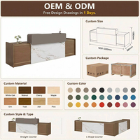 Comptoir de réception moderne en marbre et bois, comptoir de hall d'hôtel, comptoir de bureau, finition dorée, vente en gros directe d'usine