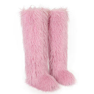Botas de Inverno de Pelo Mongol <span class=keywords><strong>para</strong></span> Mulheres, Altura de 70 Cm, Quentes e Grossas, Solado de PVC Descartável - Product Image 2