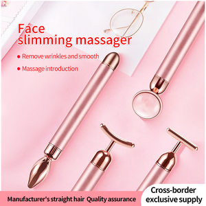 Masajeador Facial 4 en 1, Rodillo Facial Vibrador de Cuarzo Rosa Dorado, Barra Masajeadora, Herramientas para Reafirmar la Piel y Cuidado Facial - Product Image 5
