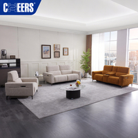 MANWAH CHEERS Ensemble de salon moderne 2+2+1 places, canapé inclinable électrique en tissu de luxe, sans mur, extensible, avec recharge sans fil
