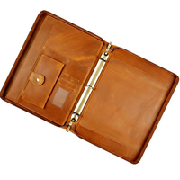 Carpeta de Cuero con Logotipo Personalizado para Diploma, Carpeta de Cuero Genuino con Cremallera, con Cuaderno y Bolígrafo