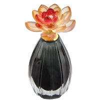 Flacon de parfum vide en verre pour décoration d'intérieur arabe, avec bouchon fleur de lotus et garniture dorée, flacon de parfum de luxe, décoration de table, cadeau