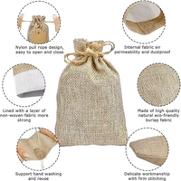 Petite pochette réutilisable en lin Sac en jute Sac cadeau écologique en jute avec cordon de serrage avec logo imprimé personnalisé