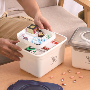 Portable Plastic Sealed Medicine Box With Inner Grid PP Material Household <b>Pill</b> <b>Storage</b> <b>Case</b> Blue Gray Color - Product Image 2
