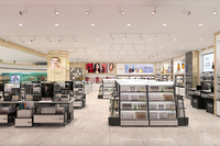Support d'affichage pour produits cosmétiques et soins de la peau avec éclairage LED, taille personnalisable et design écologique pour les magasins éphémères