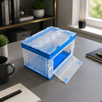 Boîte de rangement transparente pliable, organiseur de maison en plastique pliable, caisse empilable pour vêtements, jouets, livres, personnalisable