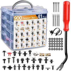 941-teiliges Sortiment an Auto-Befestigungsclips und Karosserie-Befestigungselementen, 30 gängigste Größen, Nylon-Stoßstangen- und Kotflügelnieten mit 10 Kabelbindern - Product Image 1