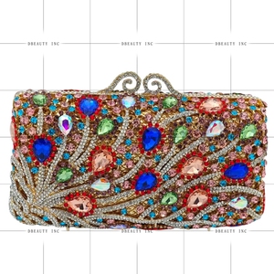 Women Luxurious Peacock Tail Rhinestones Evening <b>Bag</b> Dazzling Crystal <b>Clutch</b> Purse for <b>Wedding</b> Night Out Party Detachable Chain - Product Image 2