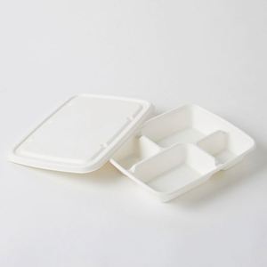 Boîte alimentaire blanche biodégradable en bagasse de canne à sucre, emballage jetable compostable pour plats à emporter, vaisselle à 4/5/6 compartiments - Product Image 3