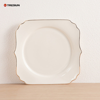 Service de table rectangulaire en porcelaine royale de haute qualité, prix de gros, usine chinoise, service de table en porcelaine à bord doré