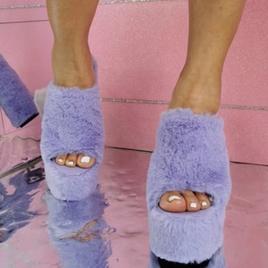 Slip-on <b>Soft</b> Fur Comfortable High Heel Outdoor Breathable Sandals Open Toe 2022 Spring Summer Women Thick Platform Size 47 - Product Image 3