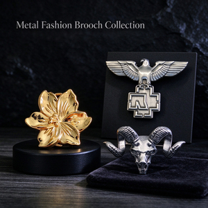 Metal Moda Broş Koleksiyonu Döküm İğneler Altın Zambak Gümüş Kartal Haç Koç Kafatası Rozetleri - Product Image 1