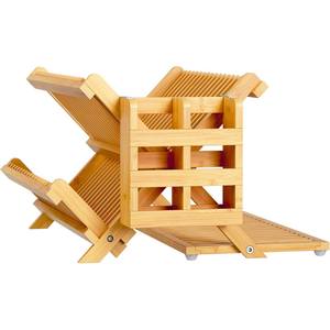 Escurridor de Platos de Bambú con Porta Utensilios, Drenaje Duradero, Ideal para la Encimera de la Cocina del Hogar, Escurridor de Platos Plegable de 3 Niveles - Product Image 2