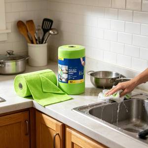 Paño <span class=keywords><strong>de</strong></span> Limpieza <span class=keywords><strong>de</strong></span> Microfibra Reutilizable <span class=keywords><strong>de</strong></span> Secado Rápido para Cocina, 30*30cm, 180gsm, 30 Piezas/Rollo - Product Image 1