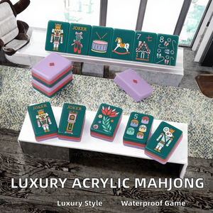 Juego de Mahjong Americano de Lujo en Acrílico, con Diseño Botánico de Cactus en Verde Menta y Rosa, Portátil y Personalizable - Product Image 2