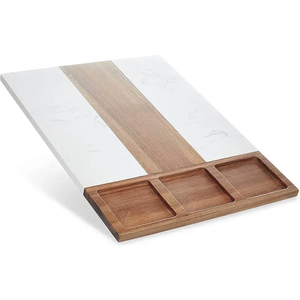 Ensemble de planches à charcuterie en marbre et bois d'acacia, 13 pièces, planche à fromage pour la cuisine avec 3 bols, 3 cuillères, 4 ustensiles pour hacher - Product Image 5