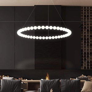 Lampadario <span class=keywords><strong>a</strong></span> Sospensione LED con Sfera in Acrilico, Forma di <span class=keywords><strong>Collana</strong></span> Dorata di Lusso, Moderno per Soggiorno e Camera da Letto - Product Image 4