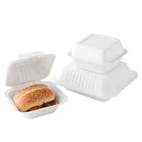 Bagasse écologique à emporter passer au vert boîte à clapet biodégradable jetable boîte d'emballage de restauration rapide pour hamburger