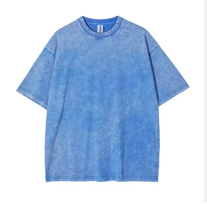 เสื้อยืดคอกลมแขนสั้นทรงโอเวอร์ไซส์สำหรับผู้ชาย ผ้าฝ้ายถัก 100% สีพื้น สไตล์ลำลอง ทรงปกติ - Product Image 5