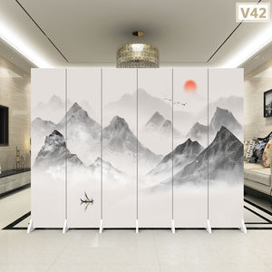 Chinese Style Folding Screen Partition Wall 6 Panel <b>Room</b> <b>Divider</b> With Landscape Painting For Living <b>Room</b> Office Decor - Product Image 5