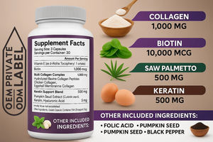 Özel etiket diyet takviyesi biyotin Keratin testere Palmetto hyaluronik asit E vitamini folik asit kabak çekirdeği kollajen kapsüller - Product Image 4