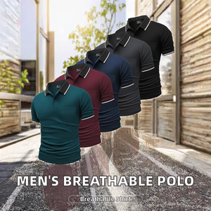 Camiseta de Manga Corta para Hombre, Verano, 100% Poliéster, 200G, Tejido Transpirable, Bordado, Botones, Impresión Digital, Venta al Por Mayor ODM - Product Image 2