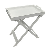 Table d'appoint amovible pliable en bois blanc Simple salon plateau de nourriture Table rectangulaire facile Installation plateau de service Table