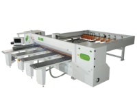 Scie à panneaux circulaire automatique CNC pour le travail du bois, panneaux MDF, longueur 3800 mm, épaisseur 120 mm, avec table d'impression d'étiquettes et poutre de coupe
