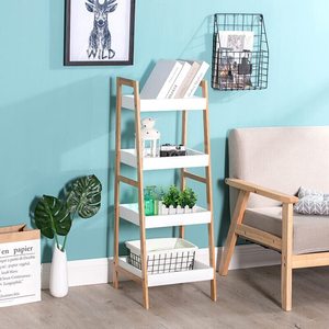 Modern <strong>Small</strong> Corner Ladder <strong>Shelf</strong> Living Room <strong>Kitchen</strong> Bathroom 4 Tier Bamboo Ladder <strong>Shelf</strong> - Product Image 3
