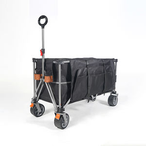 휴대용 접이식 피크닉 카트 100KG 적재 중량 슈퍼 빅 사이즈 1M2 사이드 포켓과 큰 휠 브레이크 비치 왜건 - Product Image 1