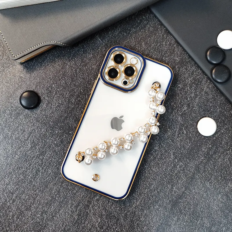 Luxus-Perlen-Armband TPU-Telefon hülle, stoß feste Telefon abdeckung, schöne Handy hülle für iPhone 13, 12 Pro, OEM, ODM