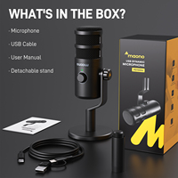 Microphone dynamique USB Maono PD100U pour podcasting, diffusion en direct, voix off, jeux, chat en ligne, métal