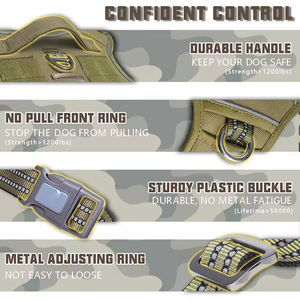 Tali kekang anjing besar reflektif, Set kalung anjing taktis Logo kustom jumlah tinggi, tali kekang latihan anjing dapat disesuaikan - Product Image 4