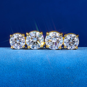 Exclusive Urban Streetwear Kite Shape GRA Moissanite Princess Cut Cluster Studs S925 Silver 18K Gold Plated Iced Out Ear Bling - Product Image 2