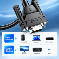 Kabel VGA Biaze Male to Male 1080P 60Hz 3+9 Inti Tembaga PVC Braid dengan Cincin Magnetik untuk Monitor PC Proyektor
