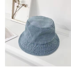 Wholesale Silk Screen Printed Wide Brim Denim Bucket <b>Hat</b> Vintage Summer Fishing <b>Hat</b> <b>for</b> Men Women Solid Color Street Hip Hop - Product Image 3