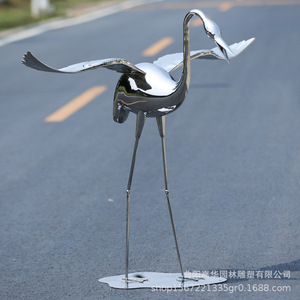 Escultura de Grúa de Acero Inoxidable para Montaje en Suelo, Pieza de Arte para Jardín Exterior, Paquete de Varias Piezas, Figura Animal Hecha a Mano - Product Image 3
