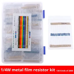2600 pièces 130 Types 1/4W résistances à film métallique en ligne anneau à cinq couleurs 1% précision classés Kits de modules électroniques emballés - Product Image 2