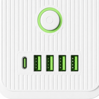 Multiprise professionnelle 8 prises UE 2m avec 4 ports USB + 1 port Type-C à charge rapide, interrupteur principal, pour home cinéma et meuble TV