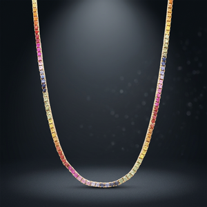 Nuevo Collar de Moda con Colgante de Plata de Ley 925 Chapado en Oro con Cadena de Eslabones y Gema de Zafiro Arcoíris para Boda - Product Image 3
