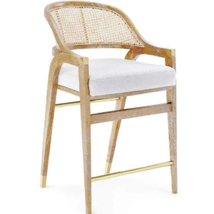 Tabouret de bar moderne avec matériaux en bois et en bois tressé/osier/rotin/canne pour bar à domicile et usage commercial - Product Image 6