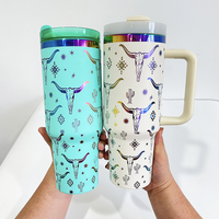 USA RTS 40oz grande capacité arc-en-ciel plaqué isolation sous vide gobelet voyage en plein air sport bouteille d'eau tasses pour Laser holographique