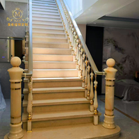 Balustrades et rampes d'escalier en alliage d'aluminium durable avec incrustations de jade naturel MeiXI, design 3D, luxe moderne, pour hôtel, escalier intérieur.