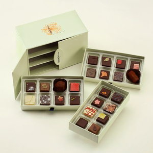 Boîtes à chocolat carrées de luxe fenêtre emballage <span class=keywords><strong>maison</strong></span> Bote pour <span class=keywords><strong>fruits</strong></span> recouverts de chocolat divisé doux revêtement UV gaufrage - Product Image 2