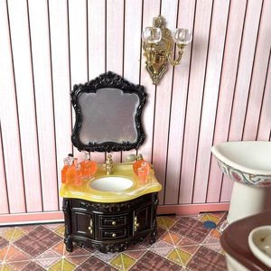 Armário de Banheiro Miniatura de Plástico 1:12 com Pia Retangular para Casa de Bonecas - Novo Brinquedo Decorativo para Casa - Product Image 2